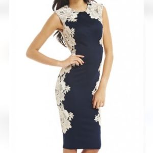 AX Paris Navy/Nude Crochet Lace Midi Dress